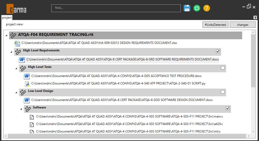 CARMA - trace requirements, DO-178C DO-154, ARP-4754